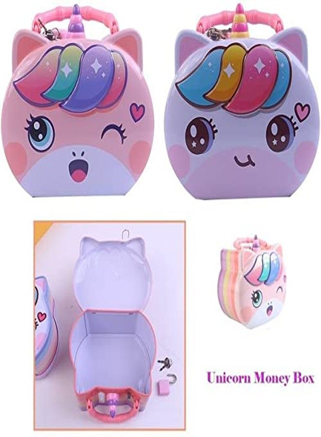 Trusmile Unicorn Cat Coin Box for Kids Cartoon Toy Money Bank for Kids with Lock, Piggy Bank for Kids Random Color - 1 Unit - Image 2